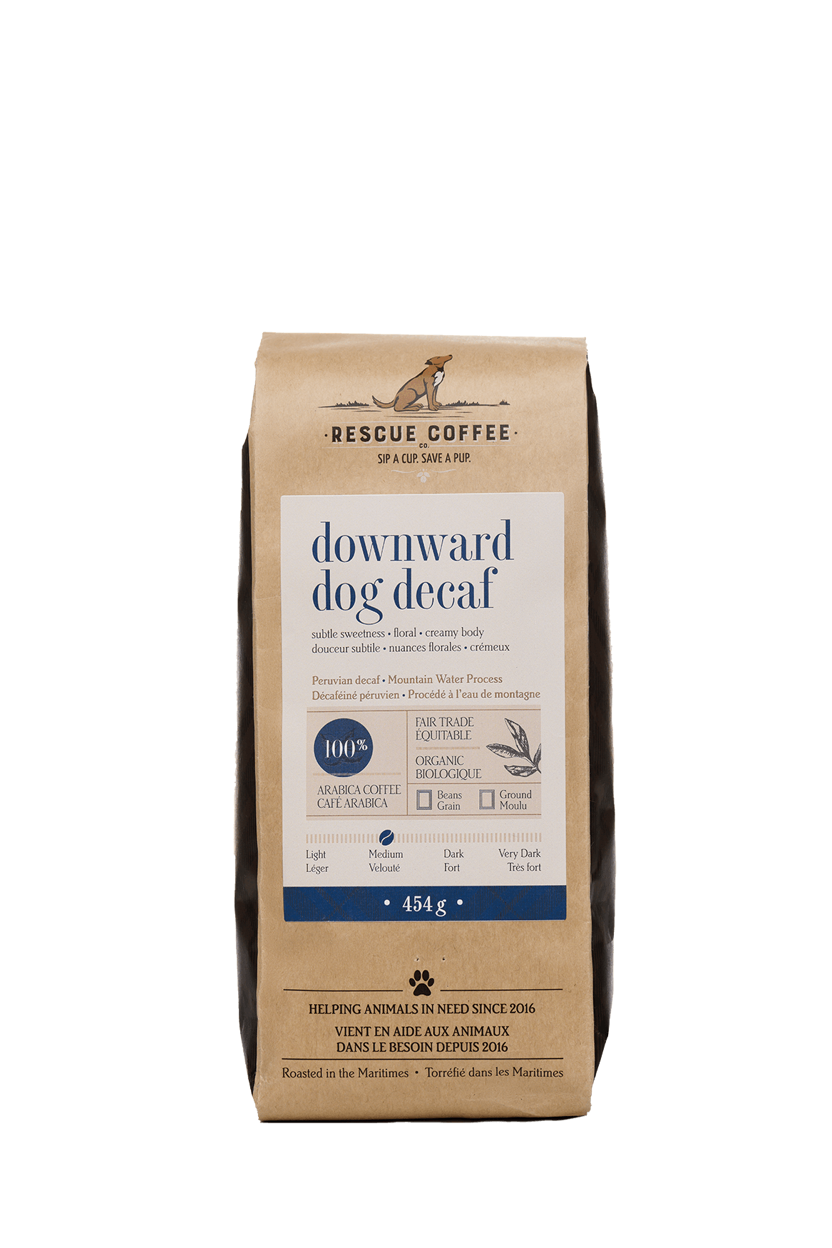 Downward Dog Decaf | Medium Roast | 1lb Bag | Organic Coffee - Rescue Coffee Co.