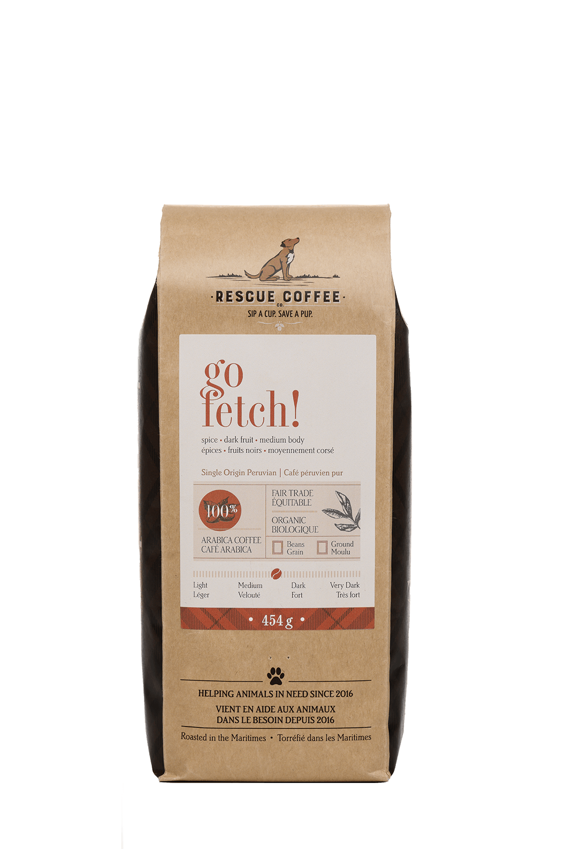 Go Fetch! | Medium-Dark Roast | 1lb Bag | Organic Coffee - Rescue Coffee Co.