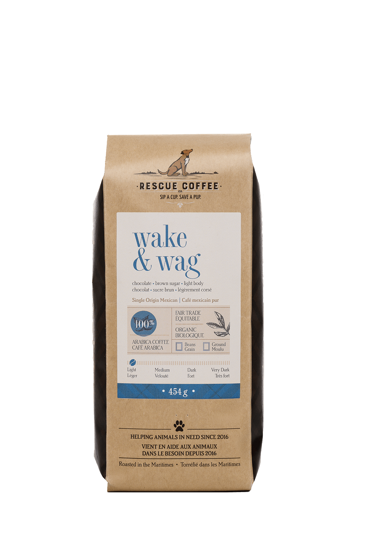 Wake & Wag | Light Roast | 1lb Bag | Organic Coffee