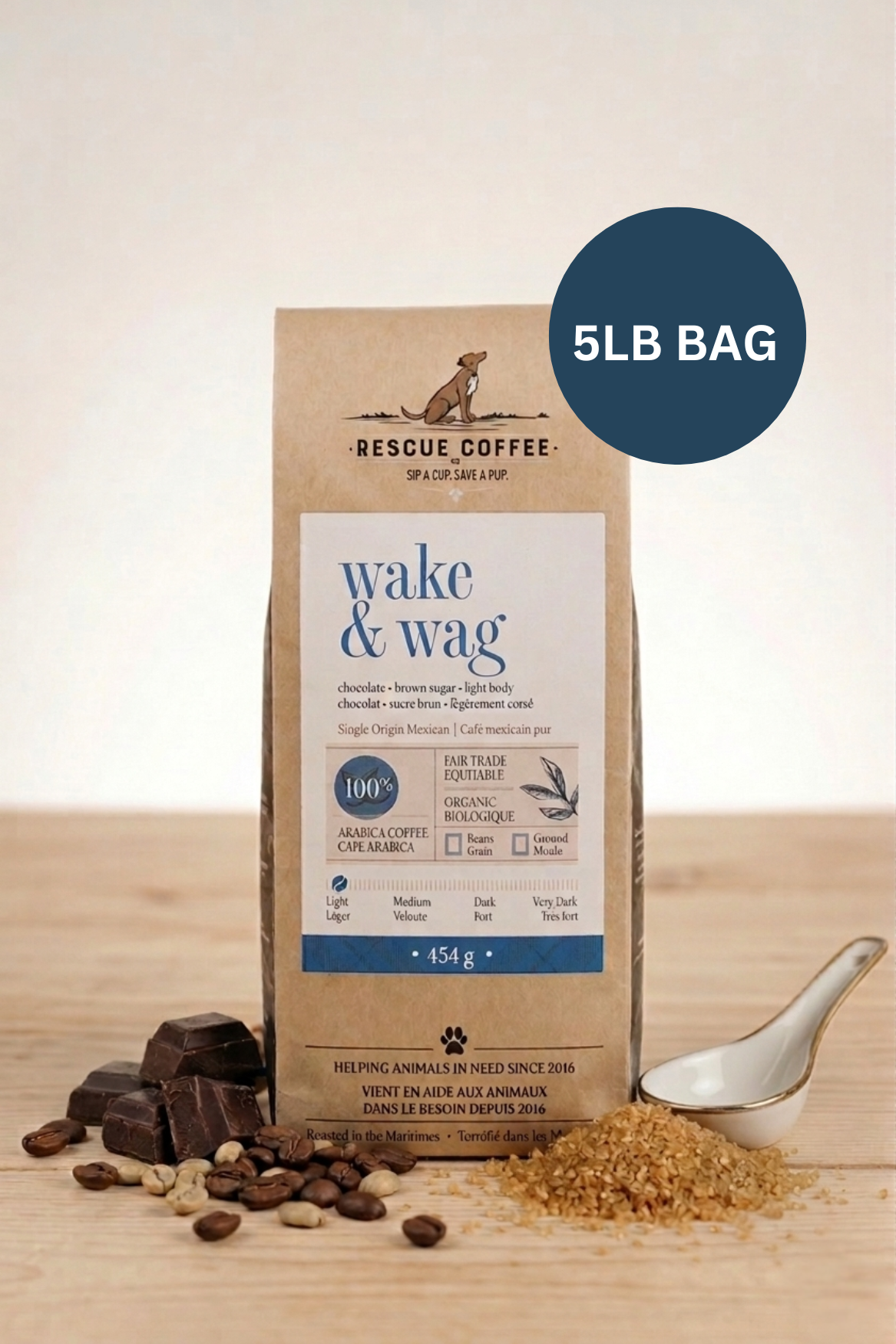 Wake & Wag | Light Roast | 5lb Bag | Organic Coffee