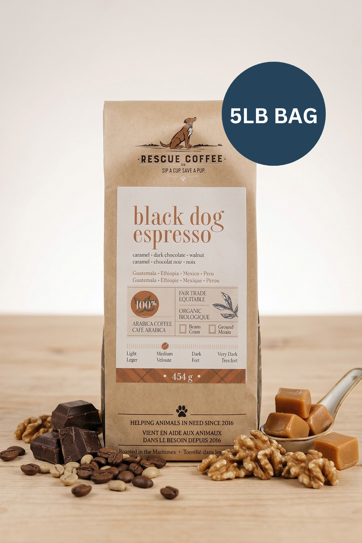 Black Dog Espresso | Medium Roast | 5lb Bag | Organic Coffee