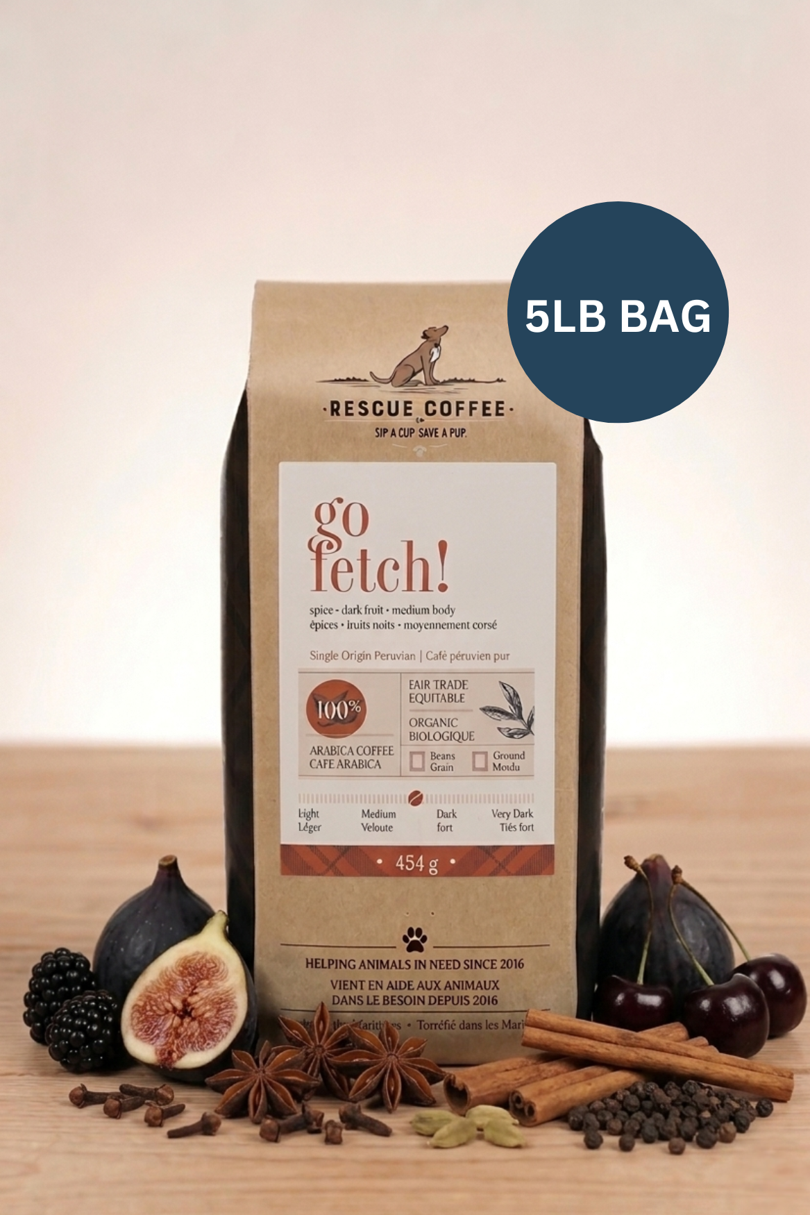 Go Fetch! | Medium-Dark Roast | 5lb Bag | Organic Coffee