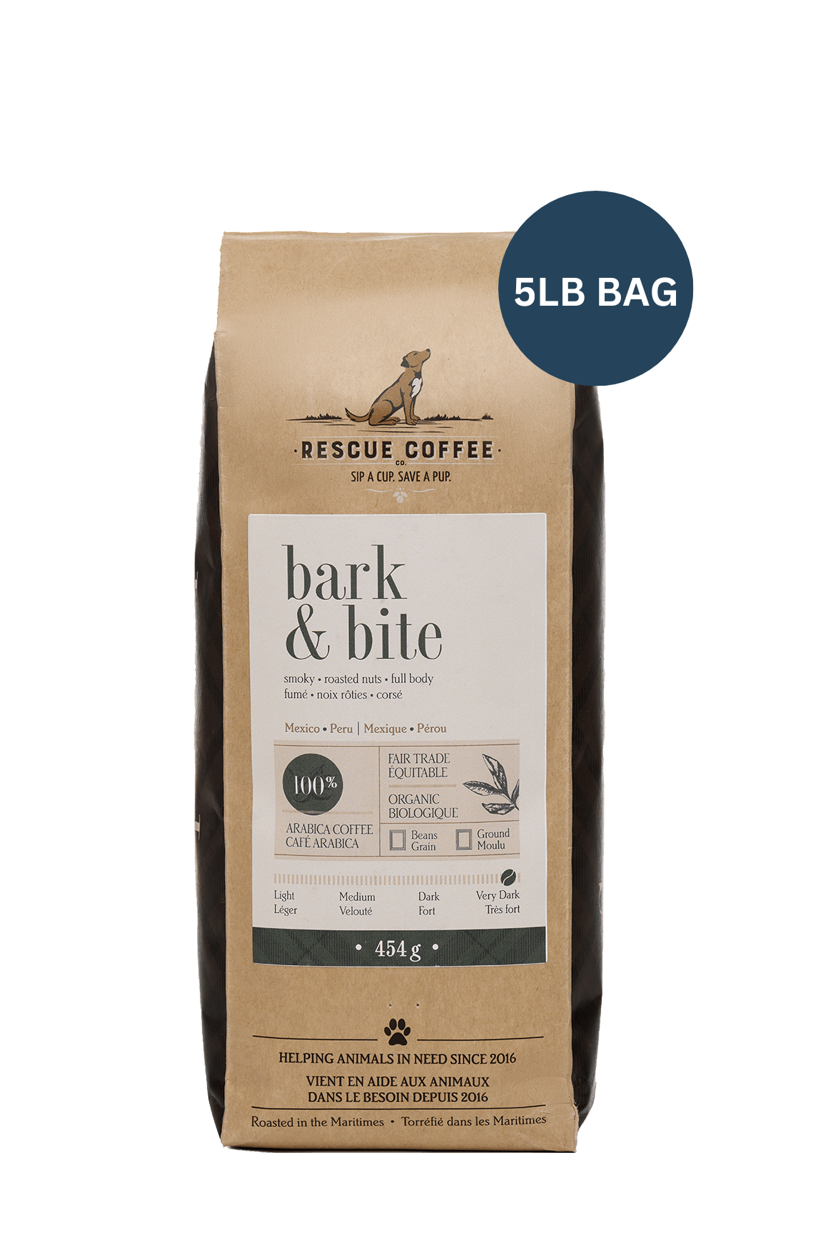 Rescue Coffee Bark &amp; Bite Coffee in a 5 lb bag