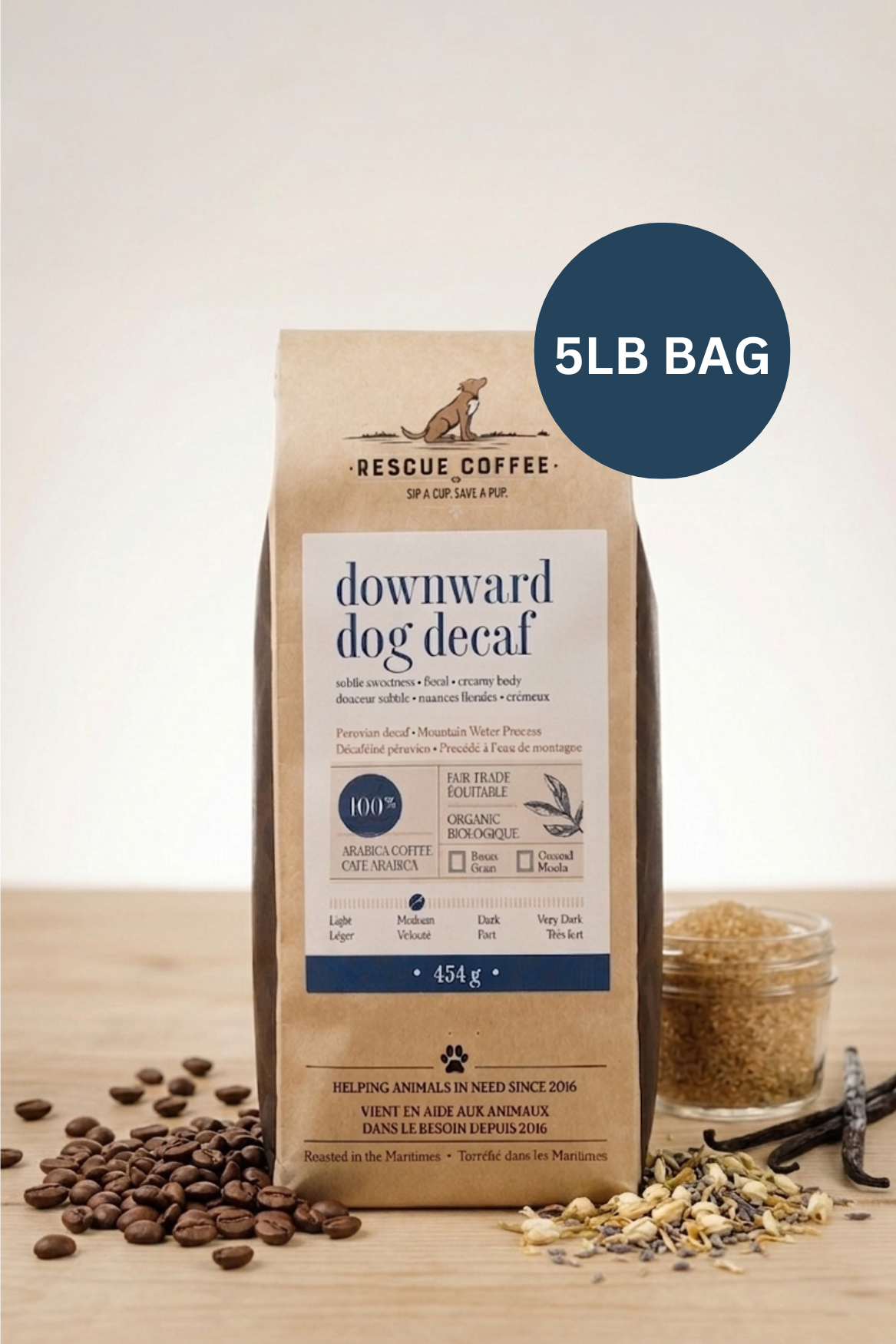 Downward Dog Decaf | Medium Roast | 5lb Bag | Organic Coffee