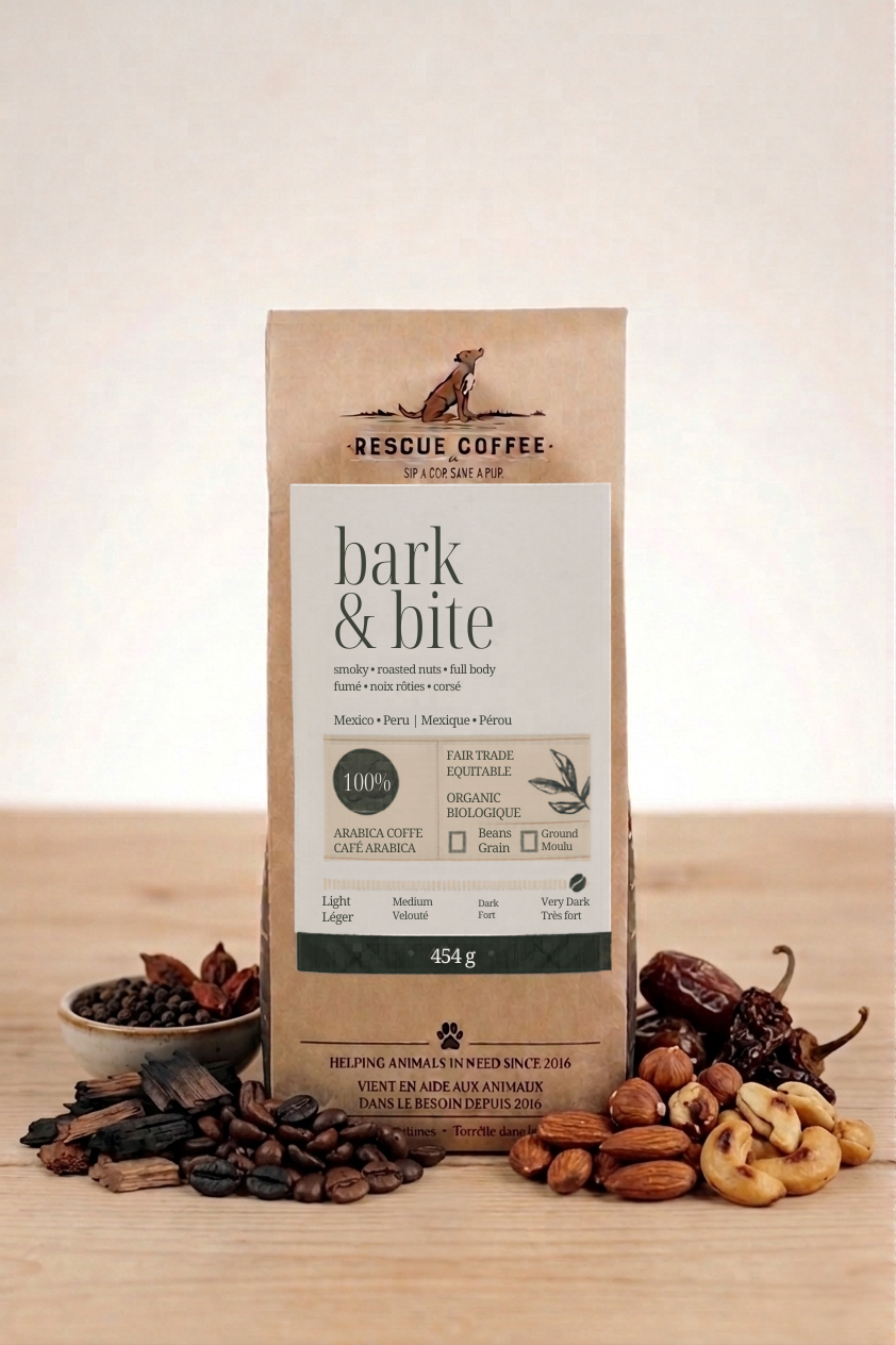 Bark & Bite | Very Dark Roast | 1lb Bag | Organic Coffee