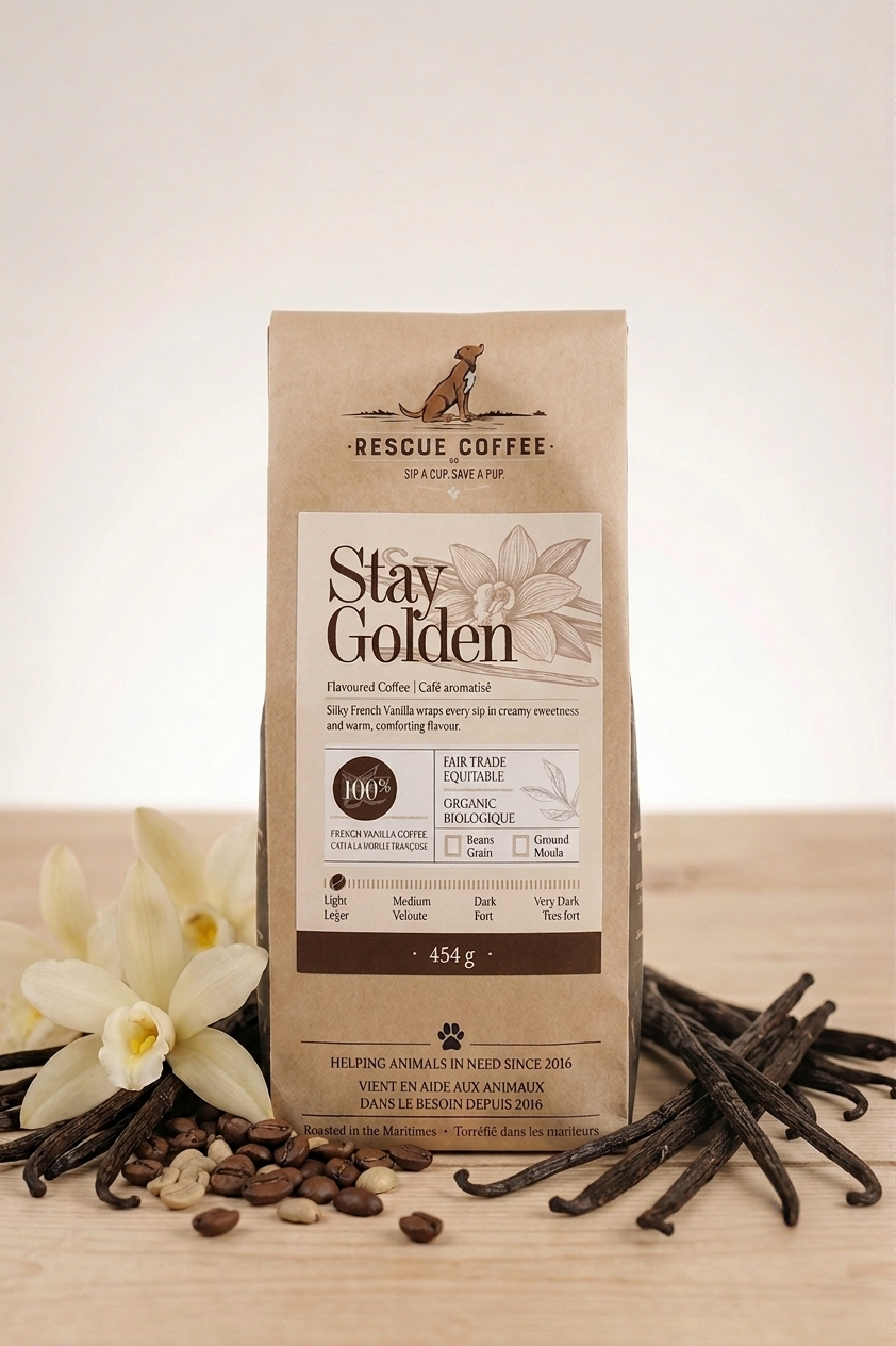 Stay Golden | French Vanilla Flavoured | 1lb Bag | Organic Coffee