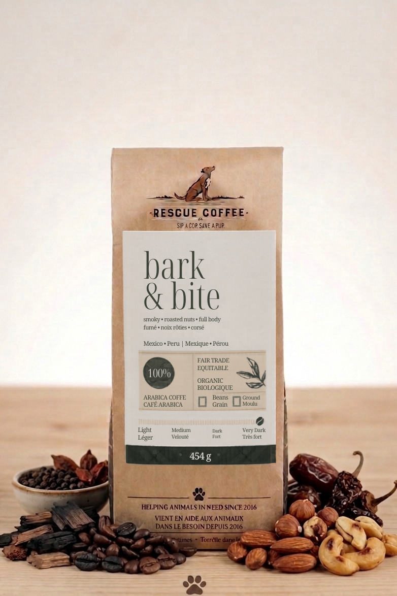 Bark & Bite | Very Dark Roast | 1lb Bag | Organic Coffee